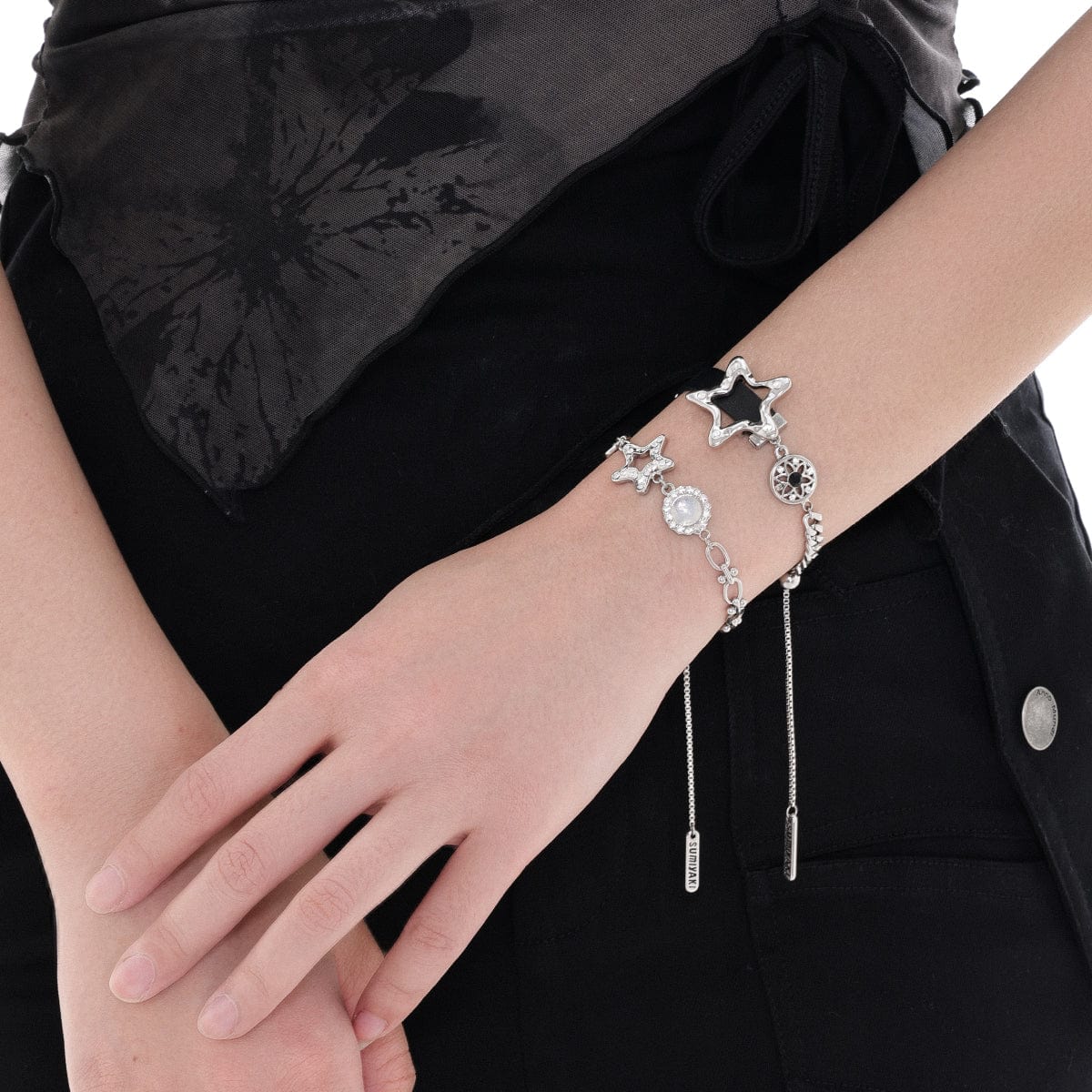 Women's Punk Diamante Star Bracelet - Image 2