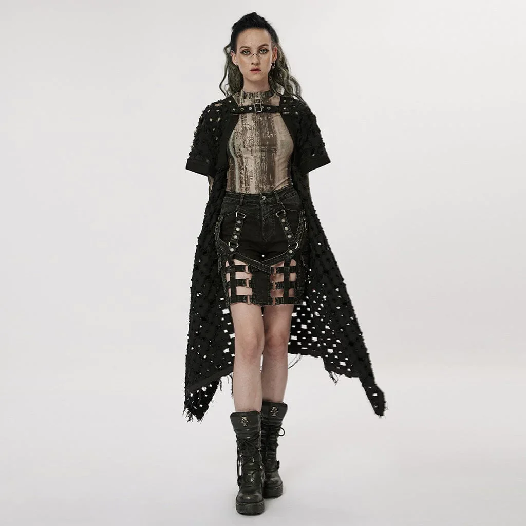 Women's Punk Distressed Detachable Skirt - Image 4