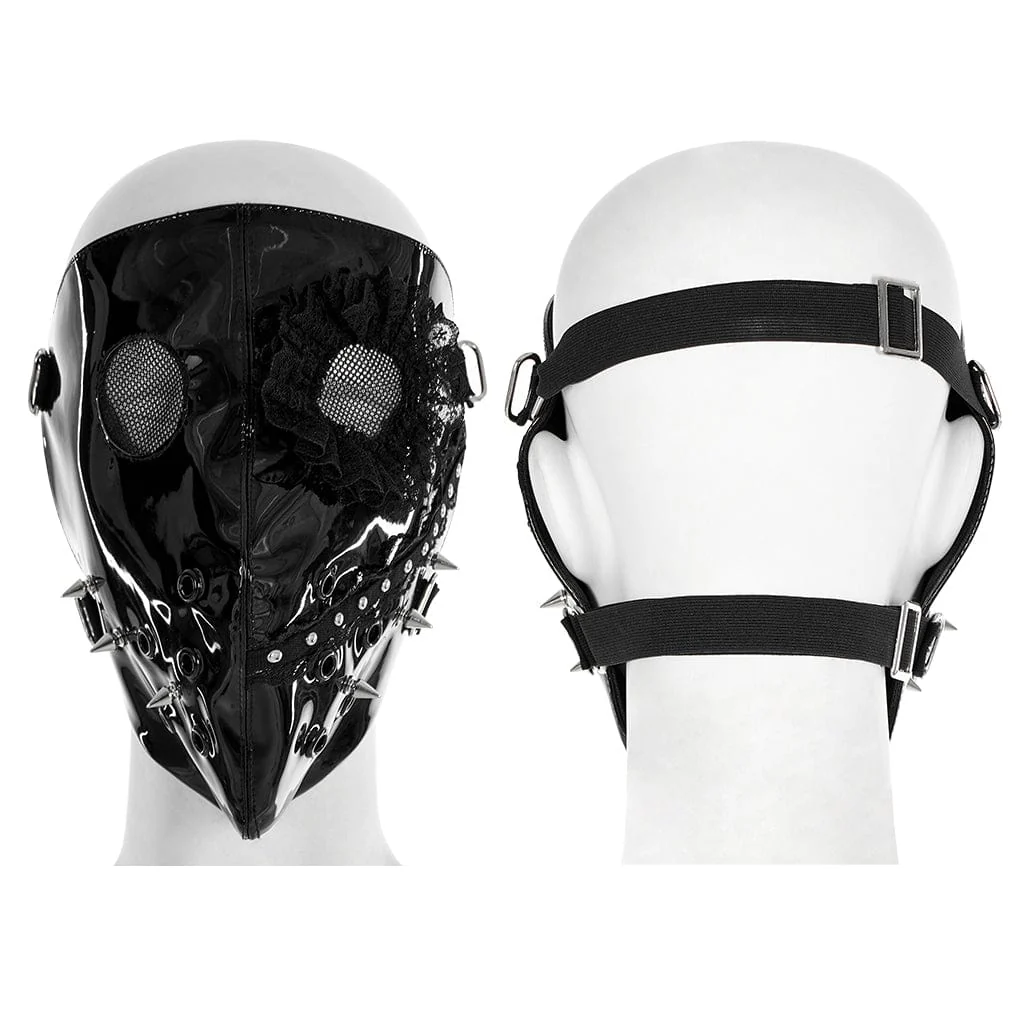 Women's Punk Lace Splice Rivets Mask - Image 10
