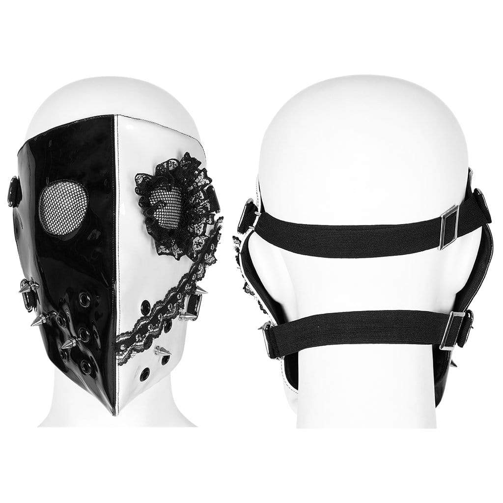 Women's Punk Lace Splice Rivets Mask - Image 9