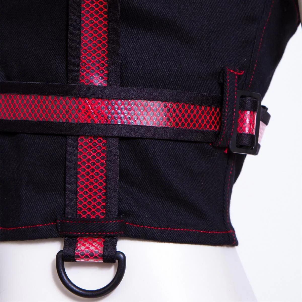 Women's Punk Double Color Mesh Splice Vest Red - Image 5