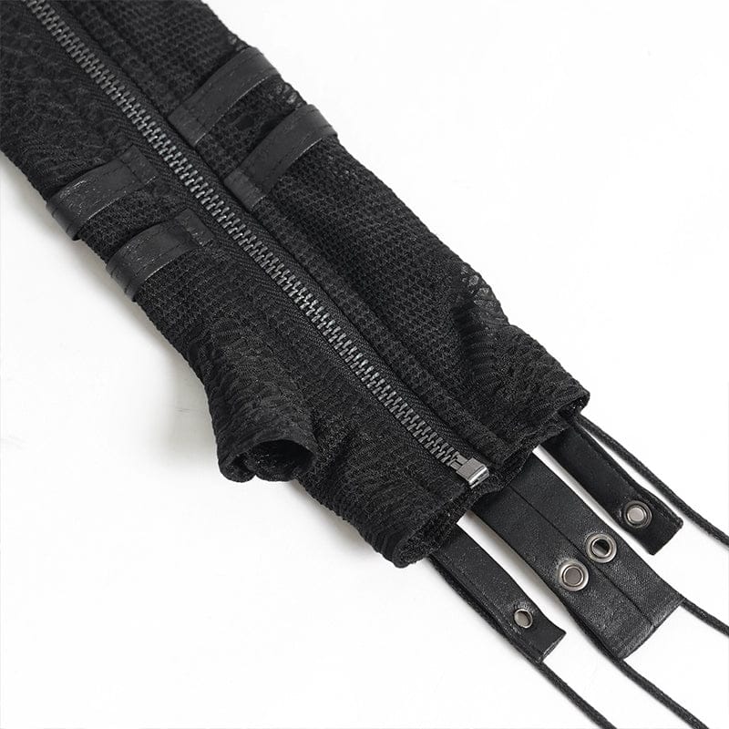Women's Punk Drawstring Mesh Fingerless Gloves - Image 10
