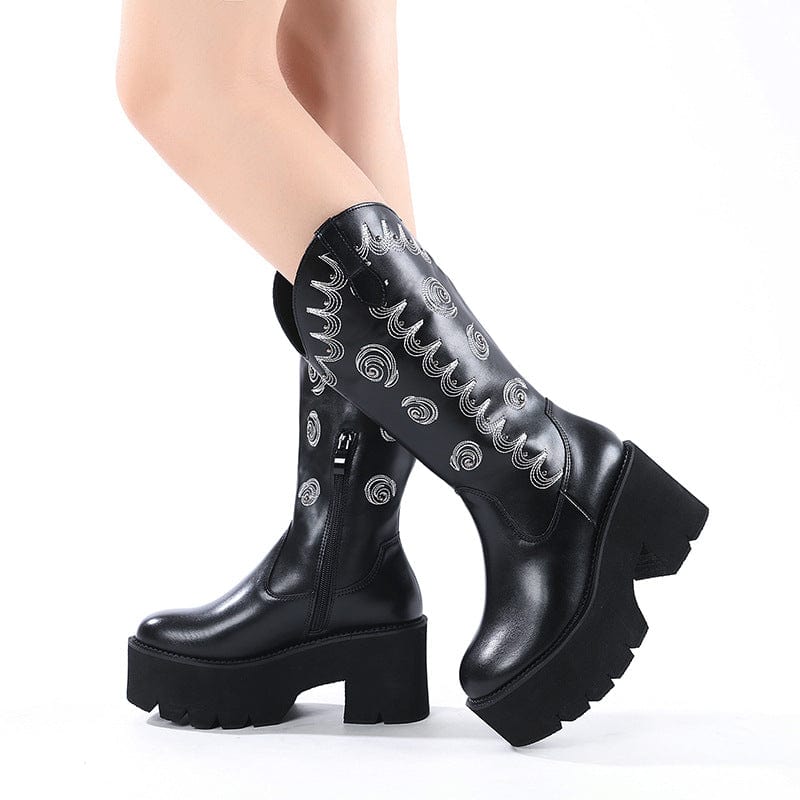Women's Punk Eddy Embroidered Platform Buskin Boots - Image 2
