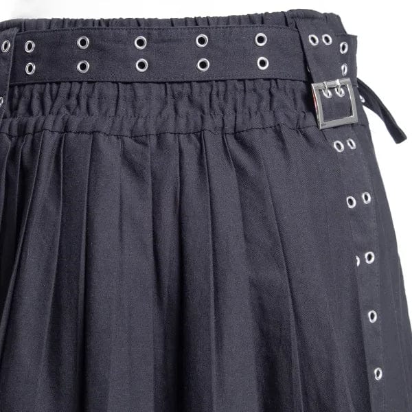 Women's Punk Eyelet Buckled Pleated Skirt - Image 5