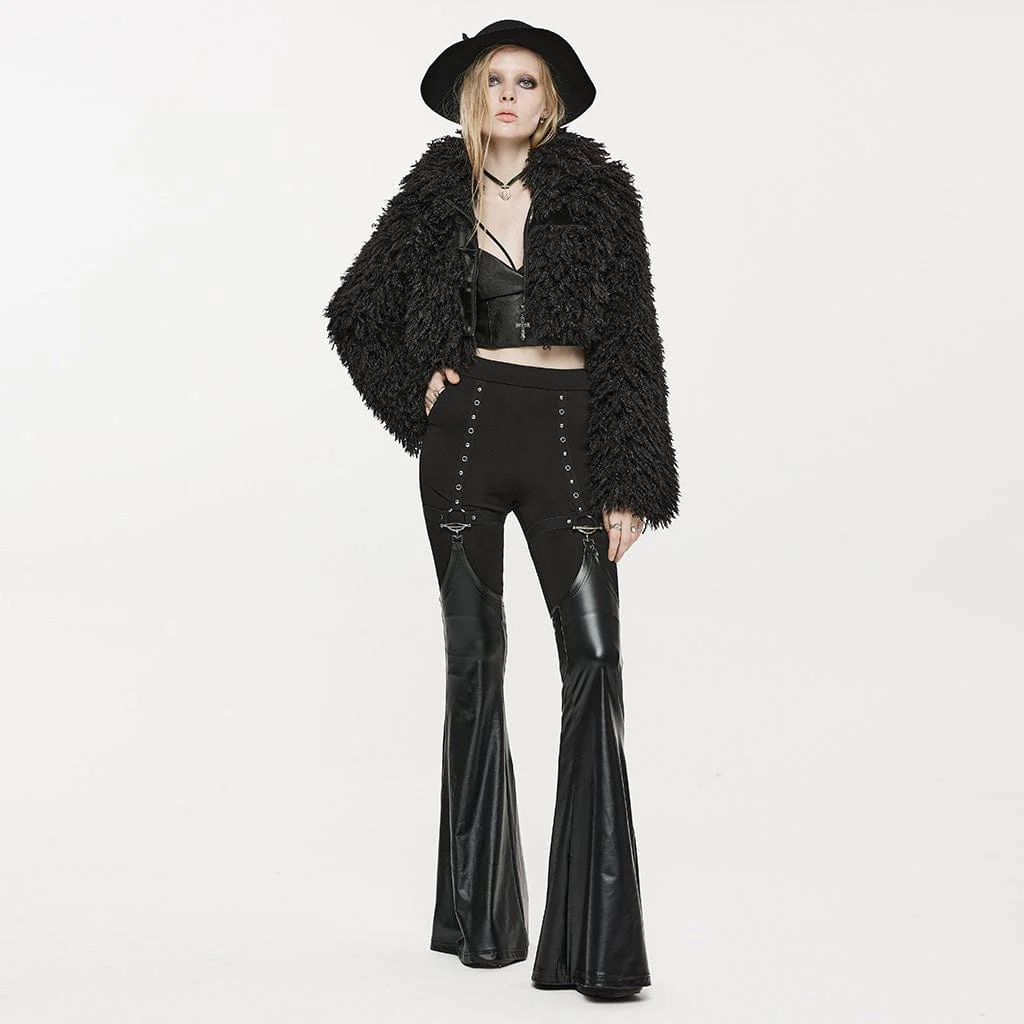 Women's Punk Eyelet Leggings with Faux Leather Leg Warmers - Image 7
