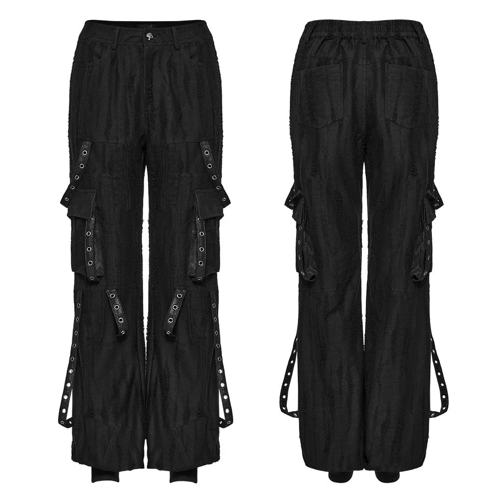 Women's Punk Eyelet Pocket Loose Pants - Image 5