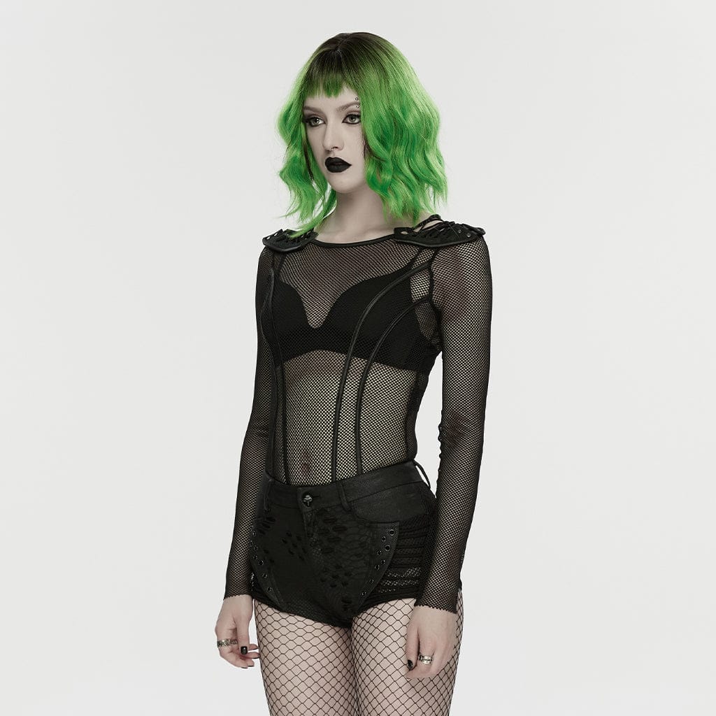 Women's Punk Eyelet Ripped Low Waist Shorts - Image 2