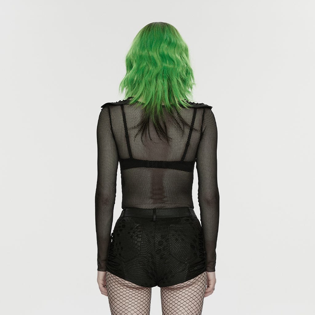 Women's Punk Eyelet Ripped Low Waist Shorts - Image 3