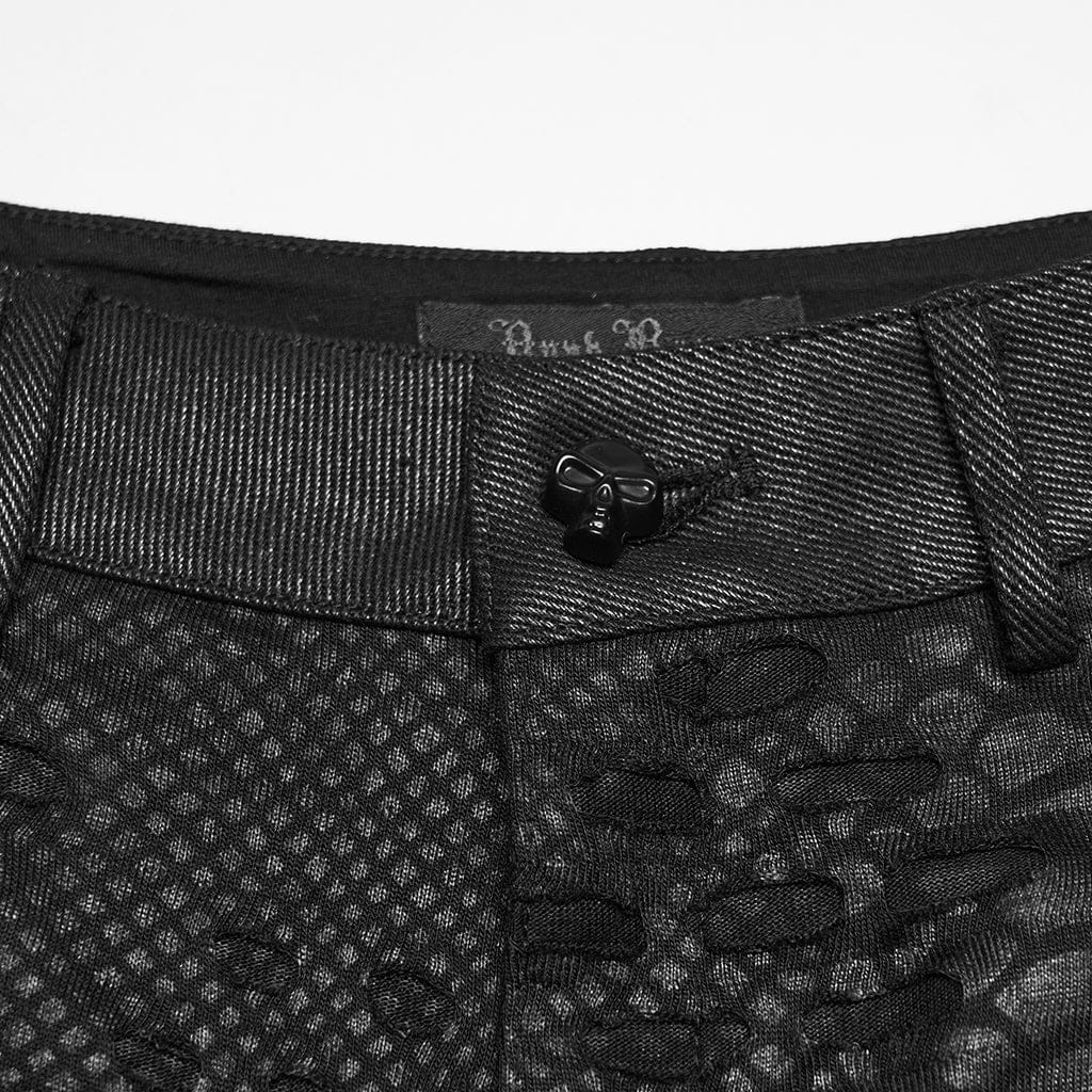 Women's Punk Eyelet Ripped Low Waist Shorts - Image 7
