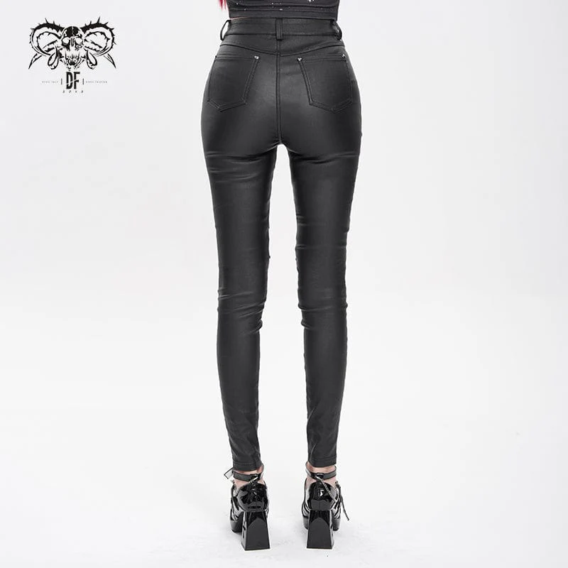 Women's Punk Eyelet Strap Lace-up Pants - Image 4