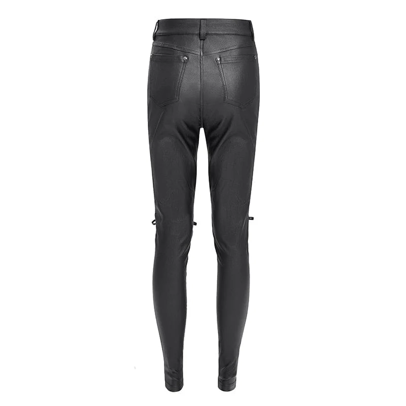 Women's Punk Eyelet Strap Lace-up Pants - Image 9