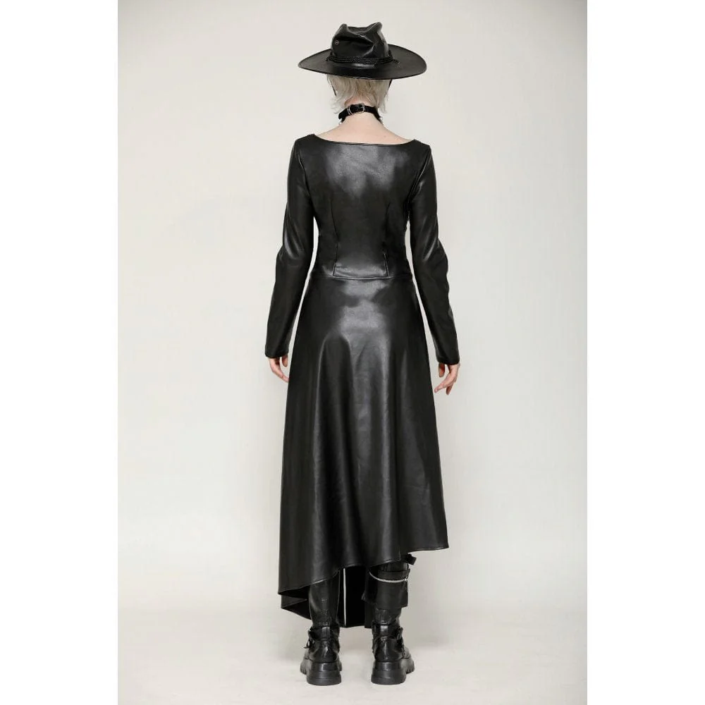 Women's Punk Eyelets Side Slit Irregular Hem Dress - Image 10