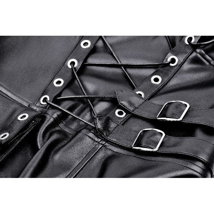 Women's Punk Eyelets Side Slit Irregular Hem Dress - Image 13