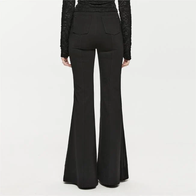 Women's Punk Faux Leather Splice Flared Pants - Image 4