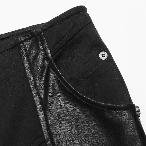 Women's Punk Faux Leather Splice Flared Pants - Image 7