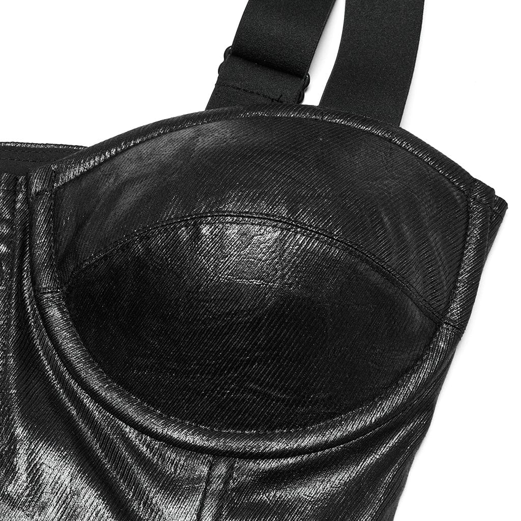 Women's Punk Faux Leather Splice Vest - Image 6
