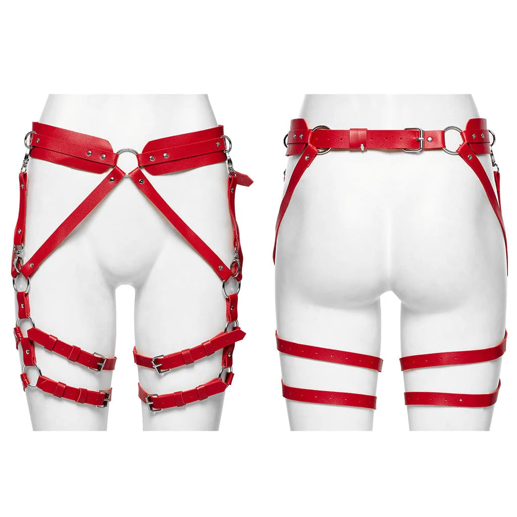 Women's Punk Faux Leather Waist and Leg Harness - Image 10