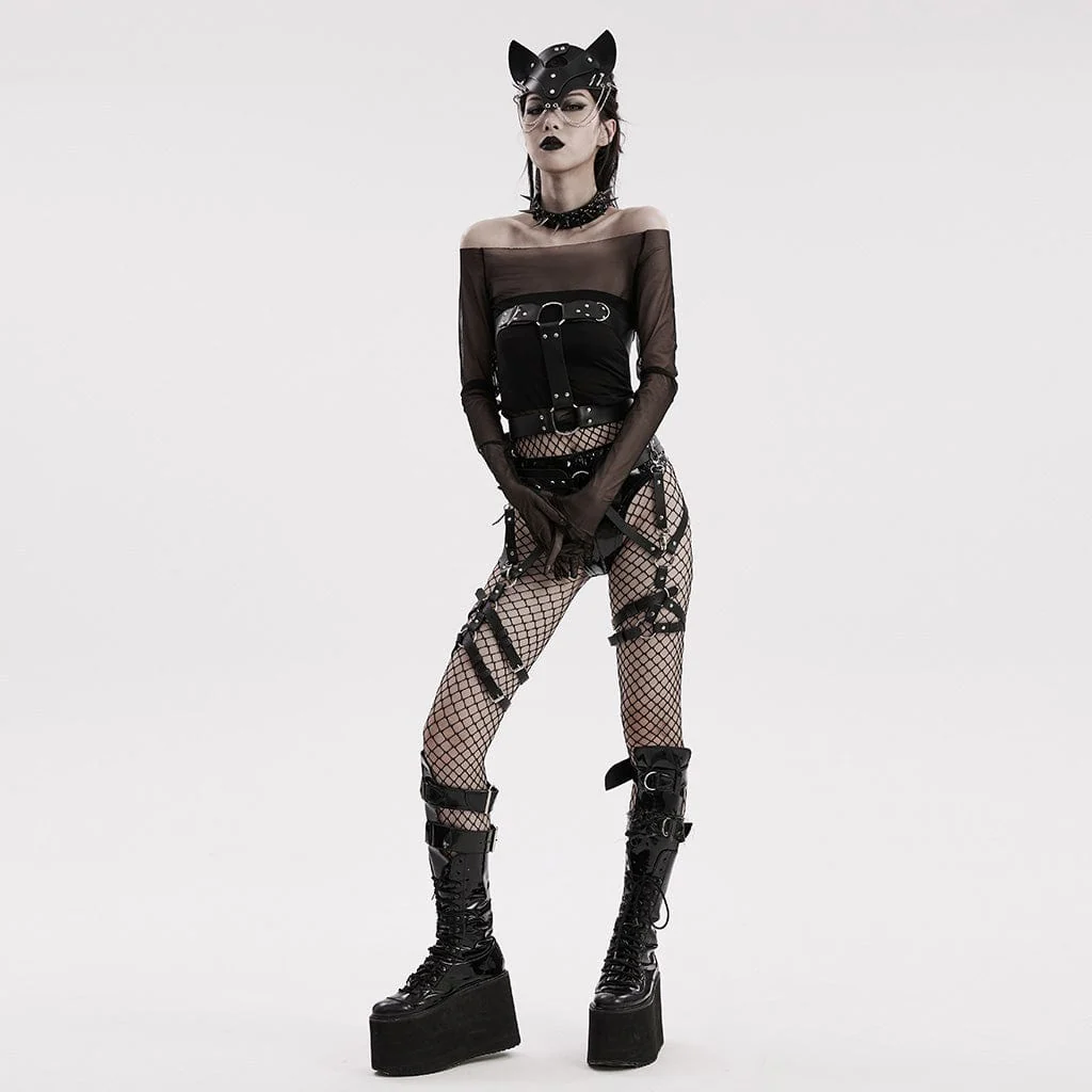Women's Punk Faux Leather Waist and Leg Harness - Image 4