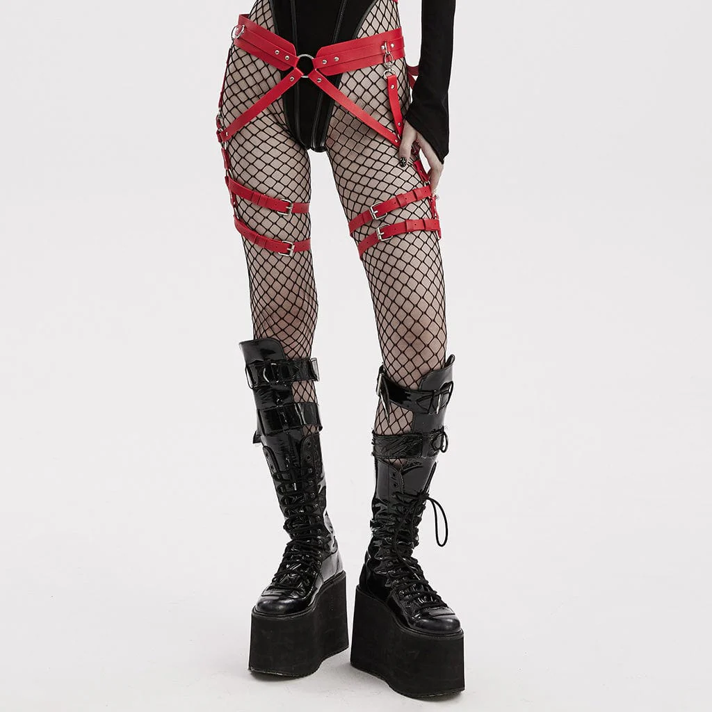 Women's Punk Faux Leather Waist and Leg Harness - Image 5