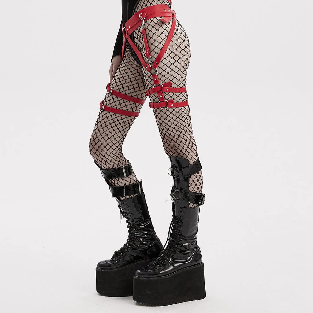 Women's Punk Faux Leather Waist and Leg Harness - Image 6