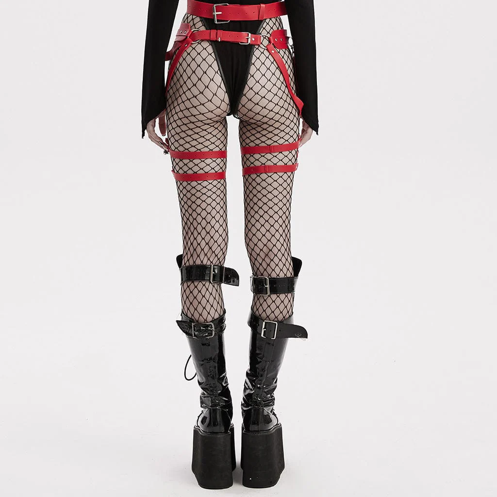 Women's Punk Faux Leather Waist and Leg Harness - Image 7