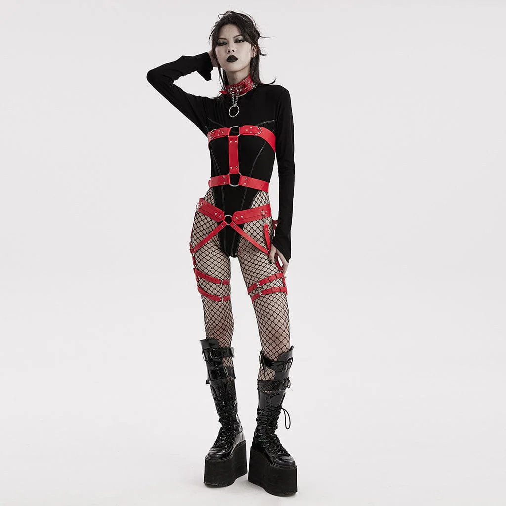 Women's Punk Faux Leather Waist and Leg Harness - Image 8
