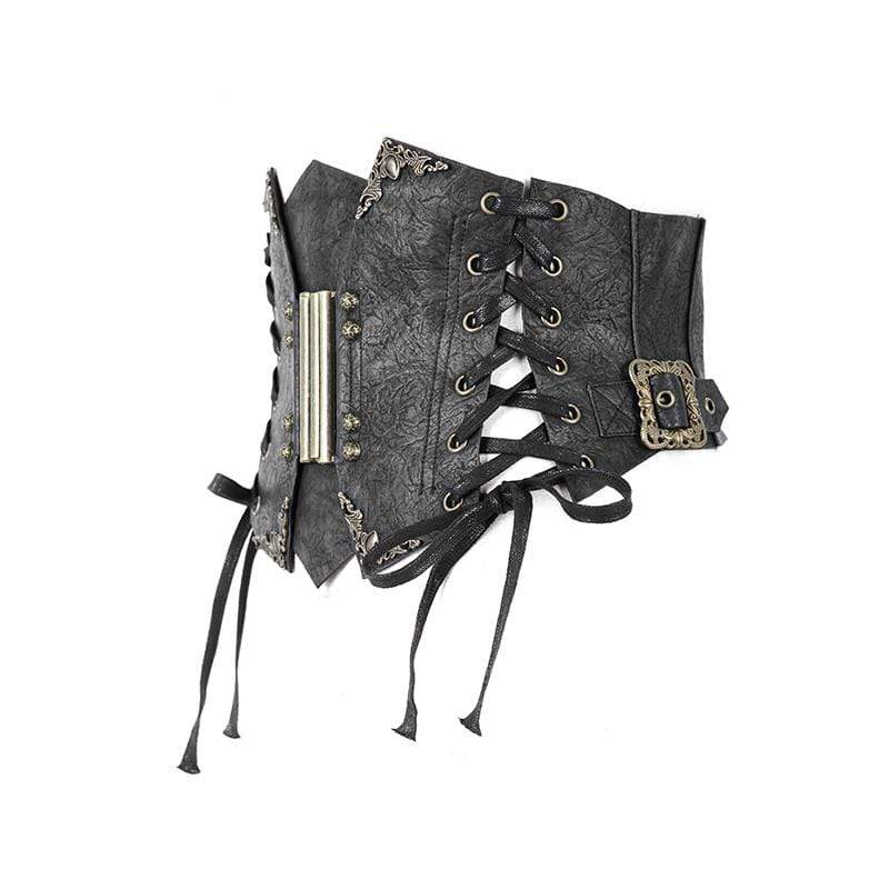 Women's Punk Floral Lace-up Underbust Corsets - Image 6