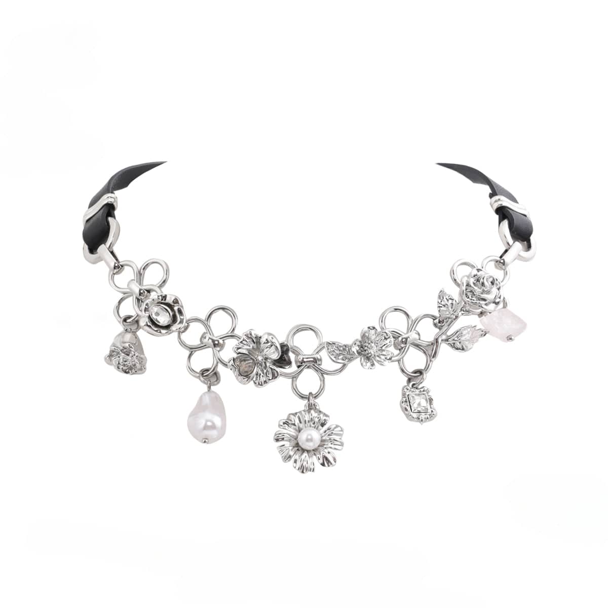 Women's Punk Floral Pearl Necklace - Image 5