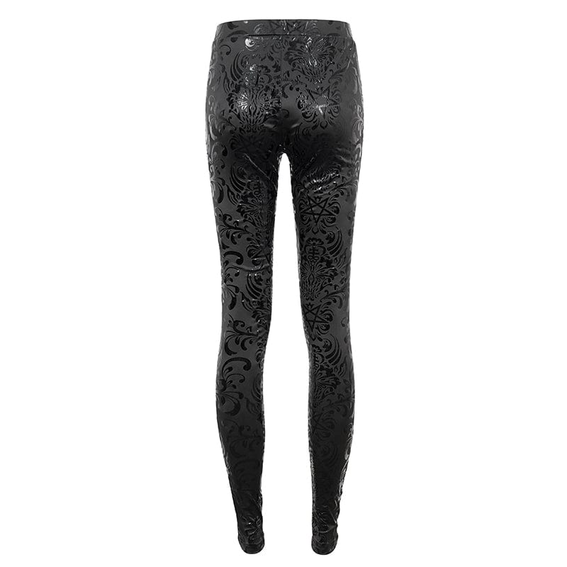 Women's Punk Floral Printed Leggings - Image 7