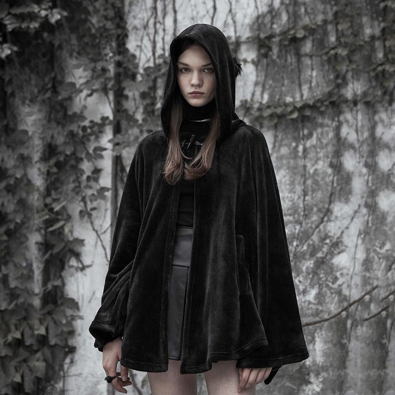 Women's Punk Fur Hooded Moon Irregular Cape Coat Punk Moon Cape - Image 2