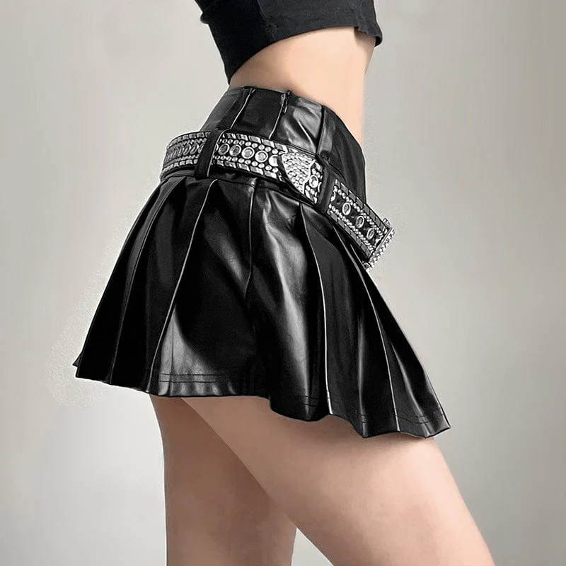 Women's Punk Glistening Pleated Skirt - Image 2