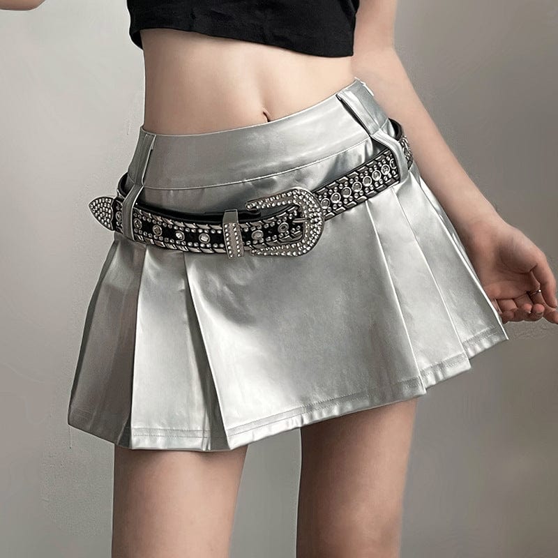 Women's Punk Glistening Pleated Skirt - Image 3