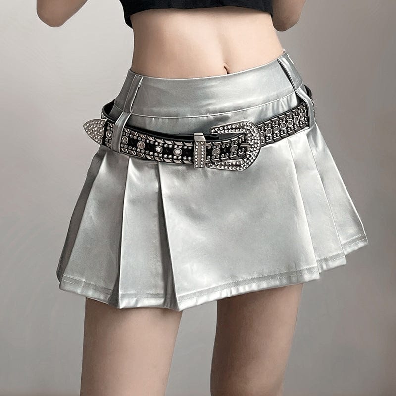 Women's Punk Glistening Pleated Skirt - Image 4