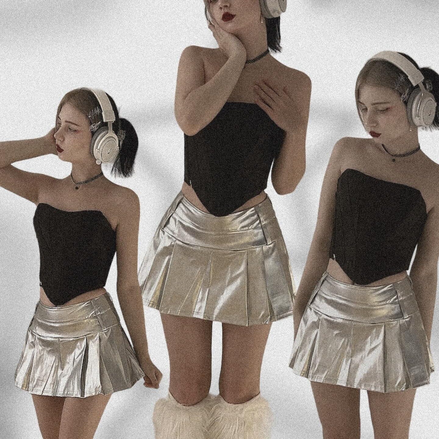 Women's Punk Glistening Pleated Skirt - Image 7