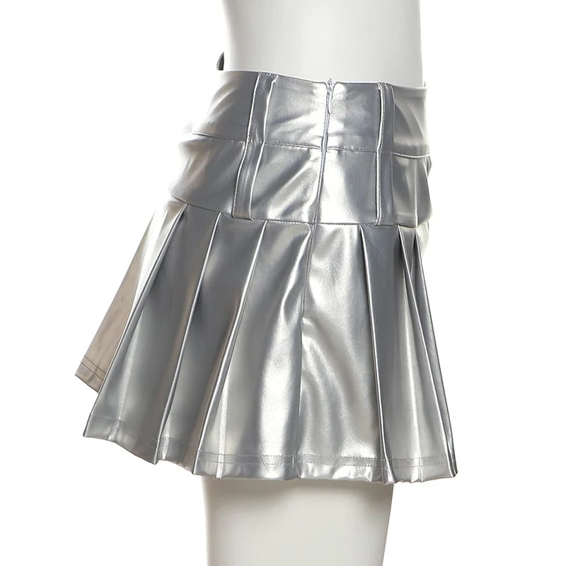 Women's Punk Glistening Pleated Skirt - Image 9