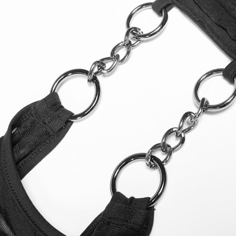 Women's Punk Halter Ripped Backless Black Top - Image 7