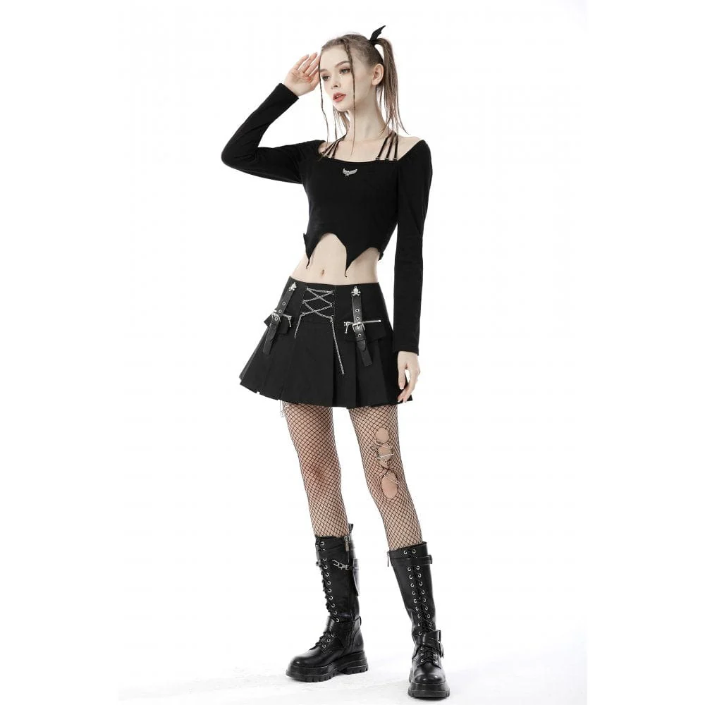 Women's Punk Halterneck Long Sleeved Crop Top - Image 3