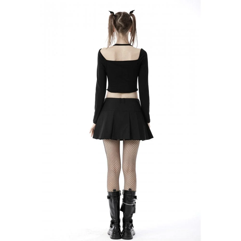 Women's Punk Halterneck Long Sleeved Crop Top - Image 4