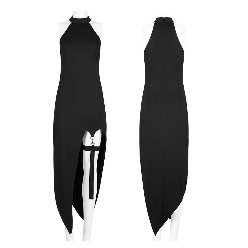 Women's Punk Halterneck Off Shoulder Slim-fitted Dress with Garter - Image 5