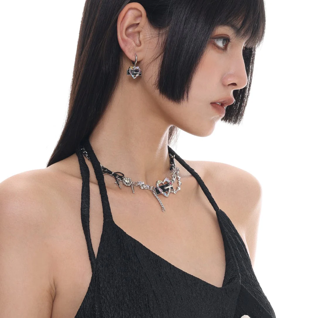 Women's Punk Heart Faux Leather Necklace - Image 2