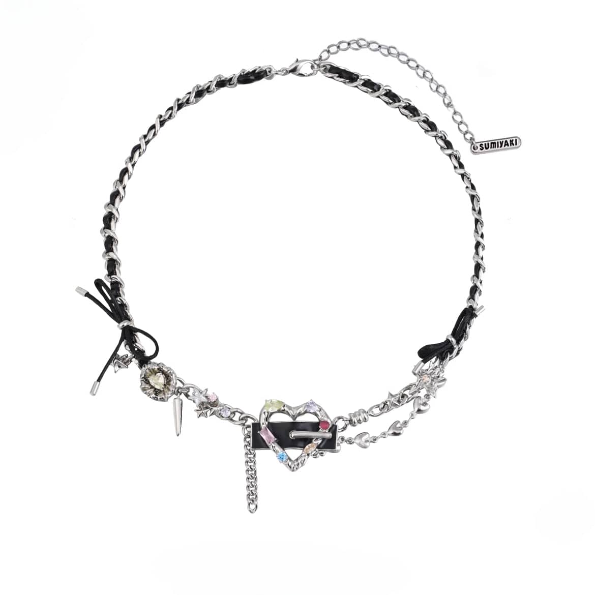 Women's Punk Heart Faux Leather Necklace - Image 4