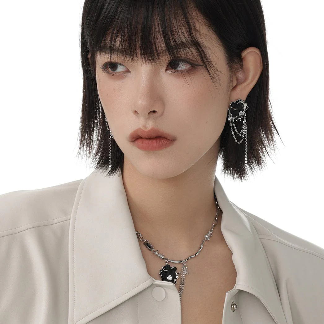 Women's Punk Heart Tassels Earrings