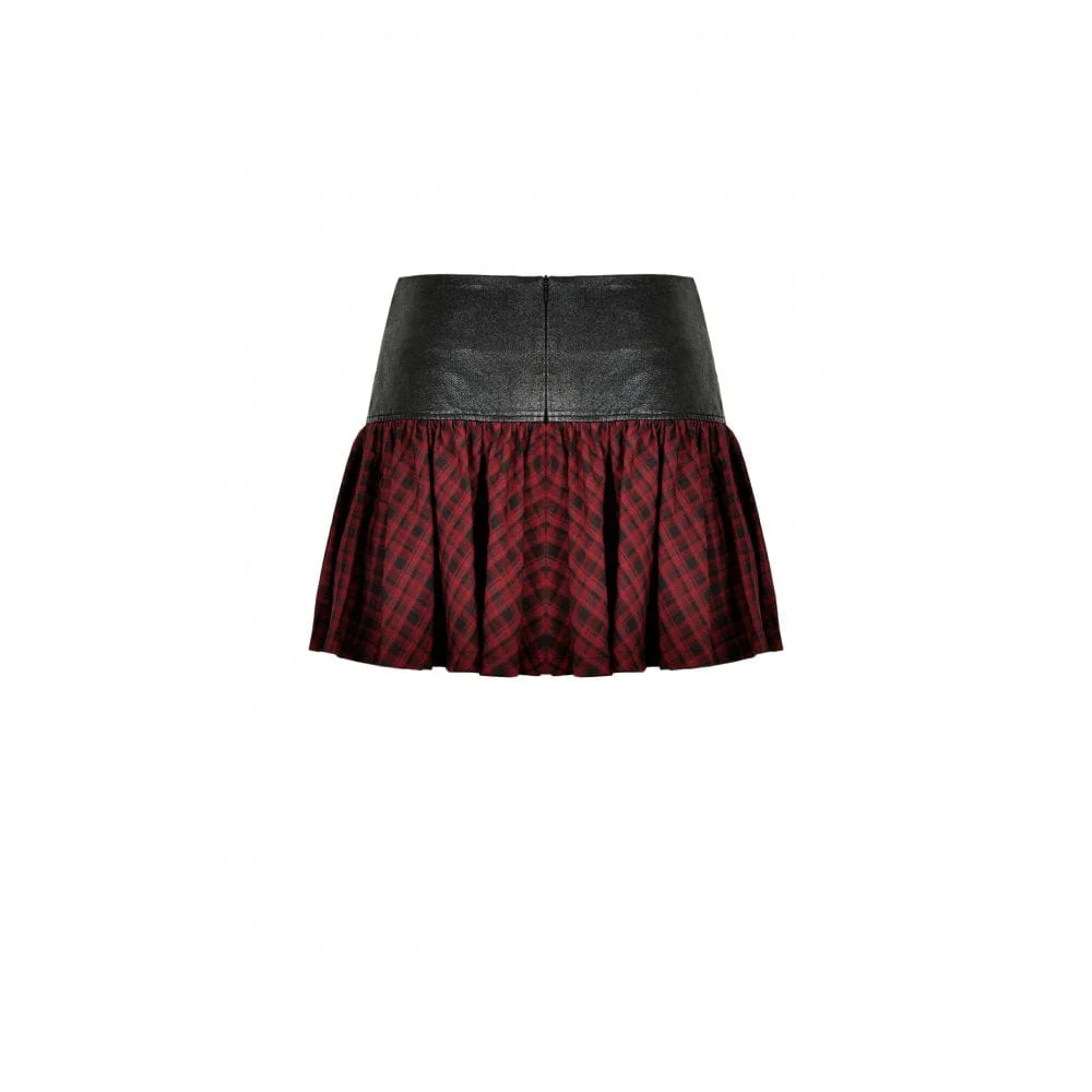 Women's Punk High-waisted Buckle Plaid Skirt - Image 10