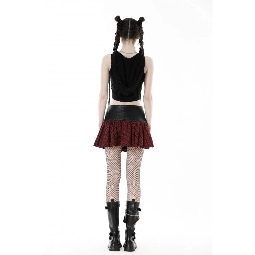 Women's Punk High-waisted Buckle Plaid Skirt - Image 8