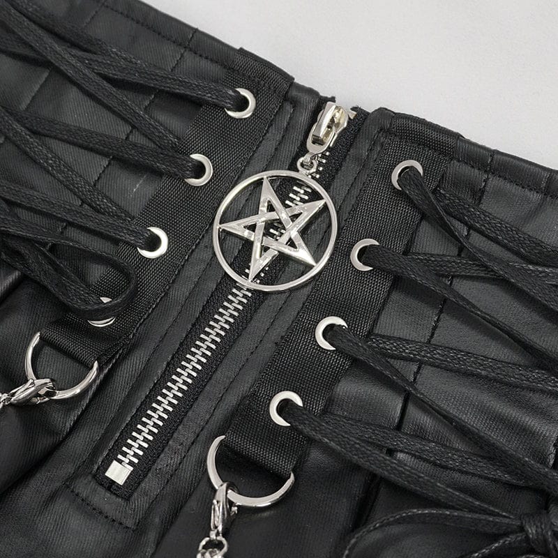Women's Punk High-waisted Pleated Skirt with Chain - Image 8
