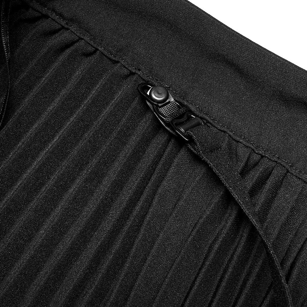 Women's Punk High-waisted Pleated Skirt With Garter - Image 5
