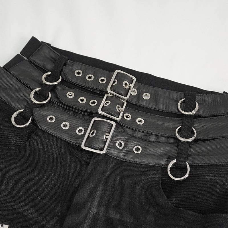 Women's Punk High-waisted Ripped Buckle Pants - Image 10