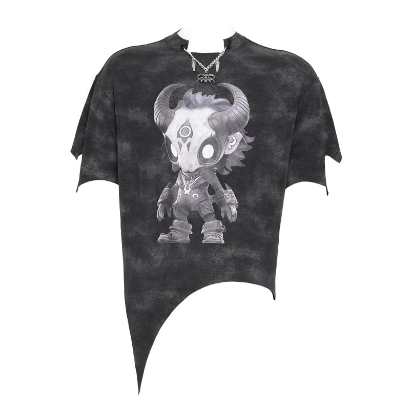 Women's Punk Hitt Printed Irregular T-shirt - Image 8
