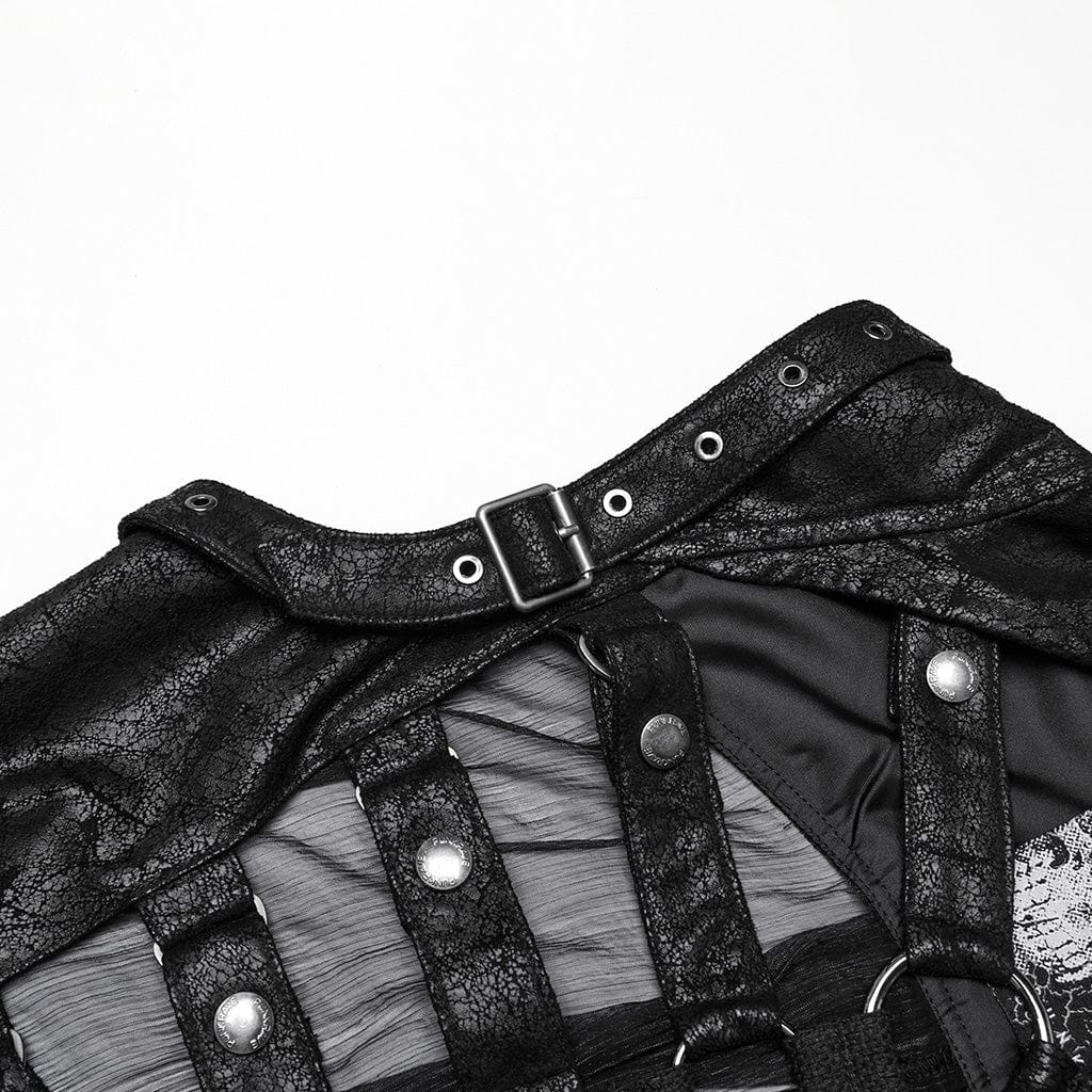 Women's Punk Hooded Mesh Harness Waistcoat - Image 7