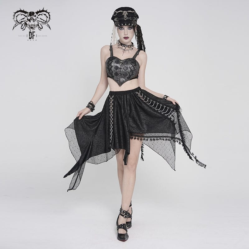 Women's Punk Irregular Chained Streamer Skirt - Image 5
